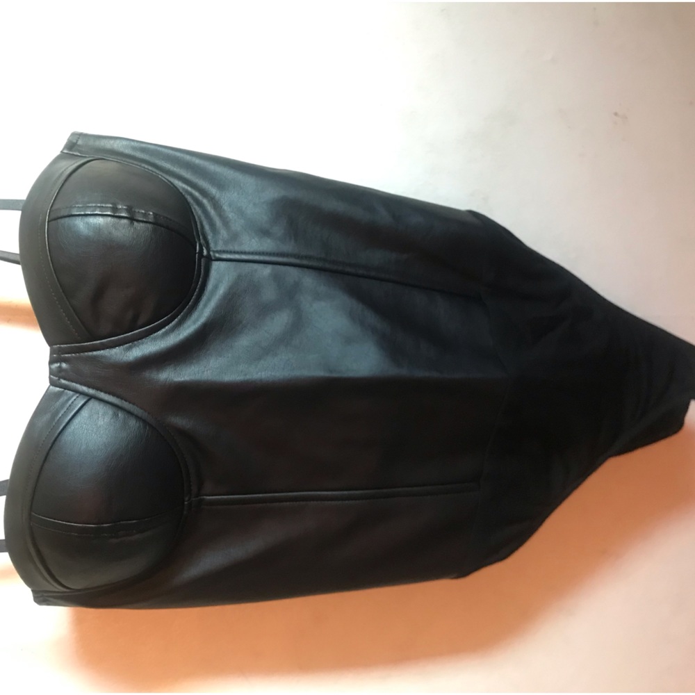 Say What. Faux leather Bodysuit.💃 - Picture 3 of 7